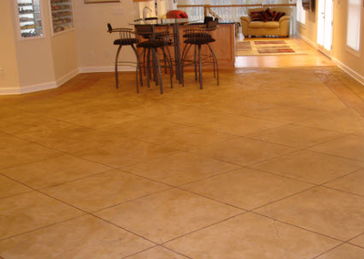 Tile style interior concrete floor.